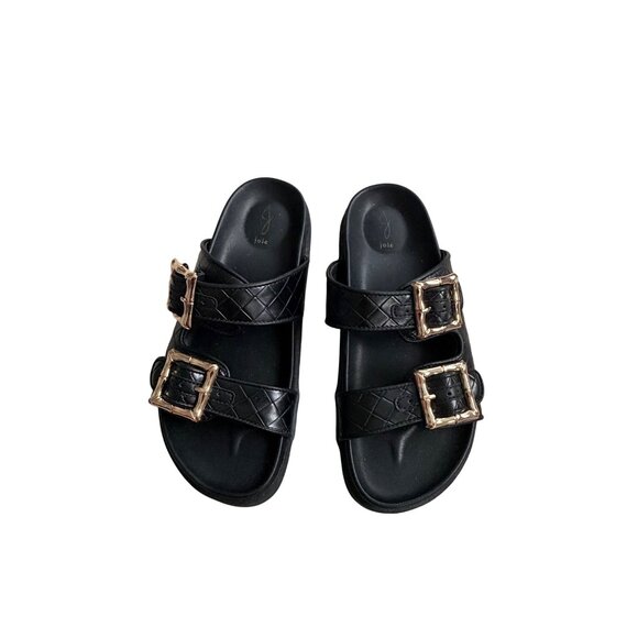 JOIE Black Gold Patterned Buckle Sandals Size US 7 - Picture 3 of 5